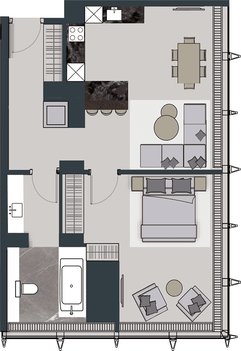 Апартаменты с одной спальней