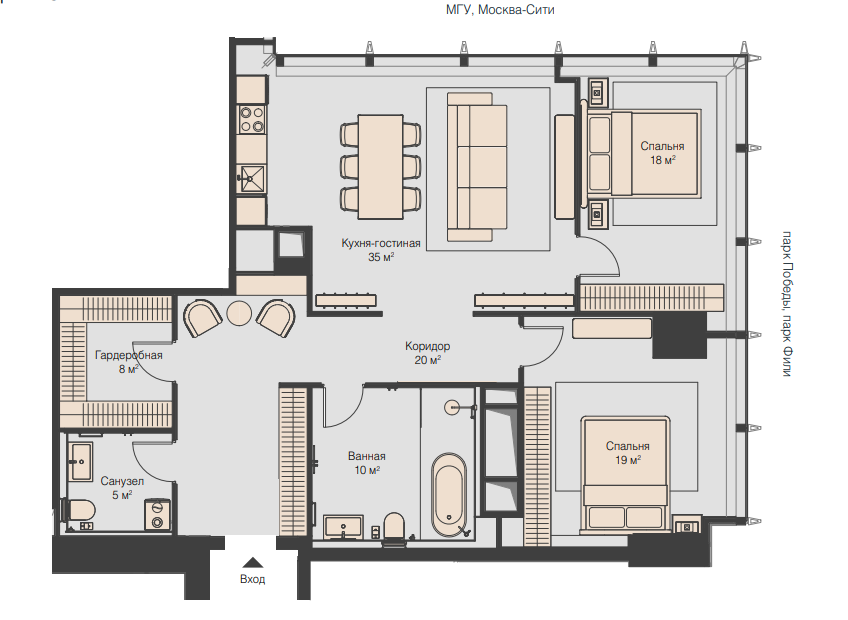 Планировка квартиры типа 1CS