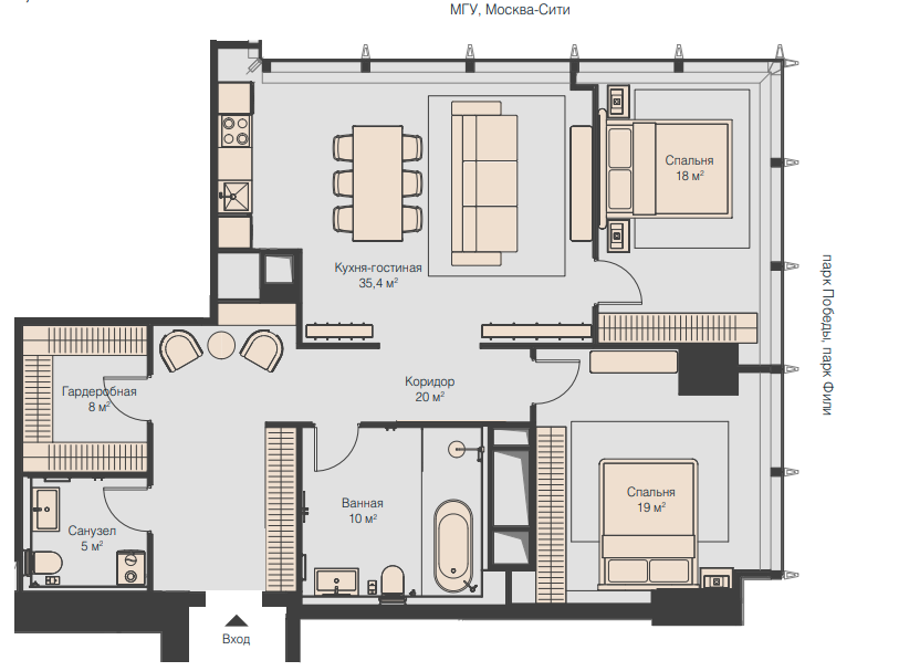 Планировка квартиры типа 1CS