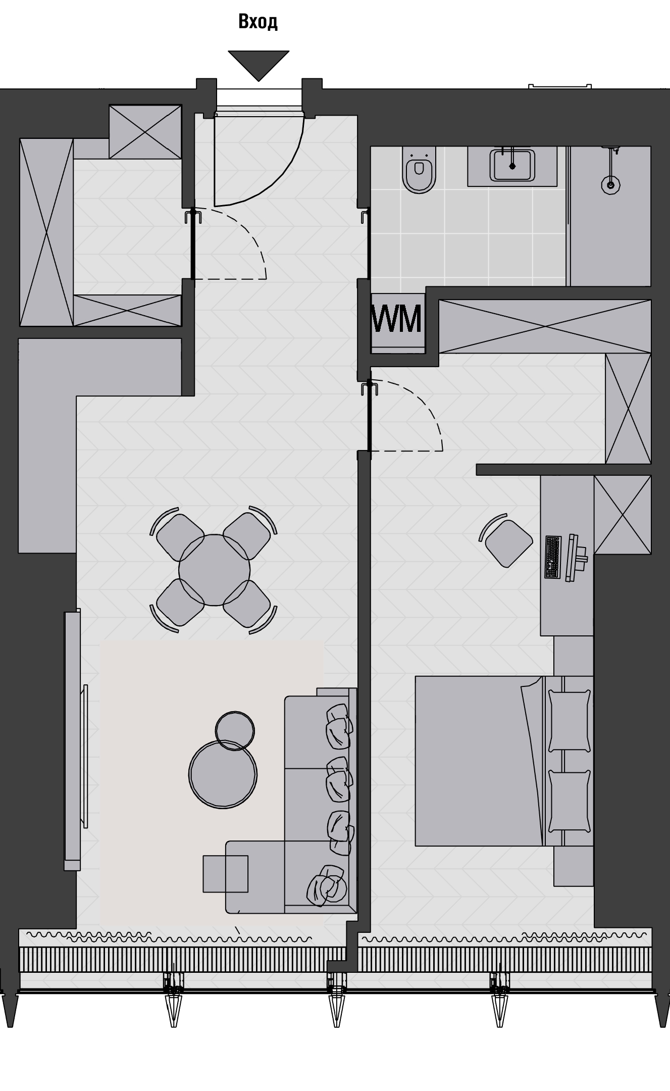 Планировка квартиры типа 1A