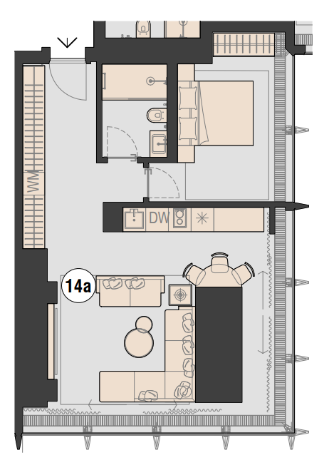Планировка квартиры типа 1A