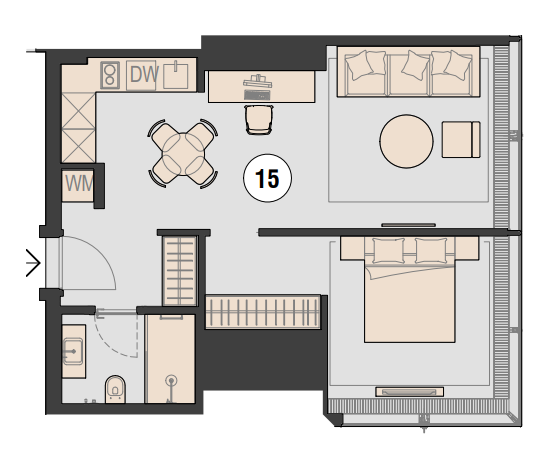 Планировка квартиры типа 1A