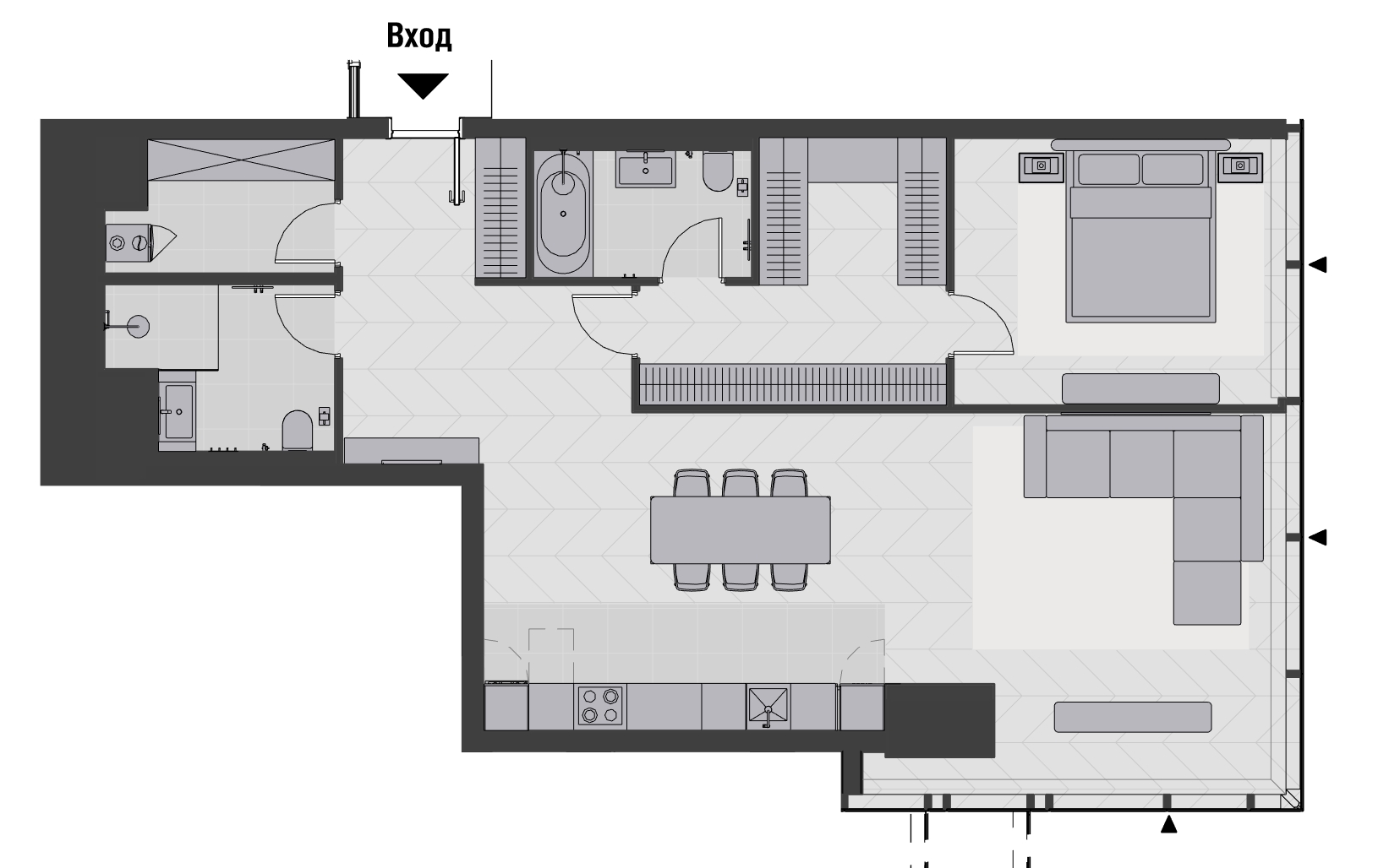 Планировка квартиры типа 1CS